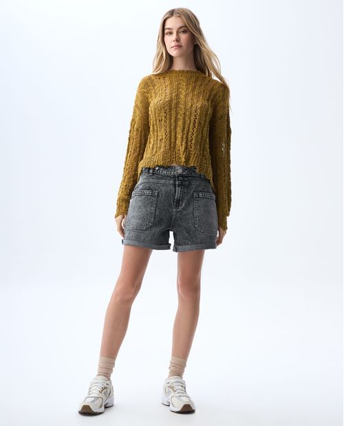 Short con bolsillos de parche en frente para mujer