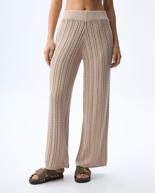 Pantalón tejido amplio para mujer