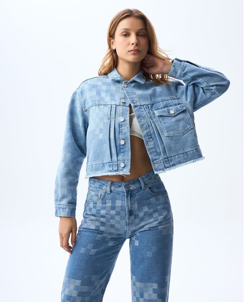 Chaqueta Trucker efecto pixelado para mujer