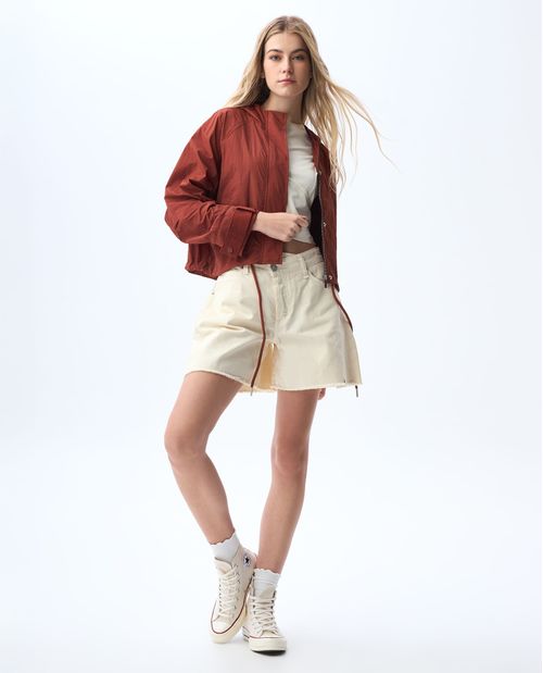 Chaqueta tipo parka corta para mujer