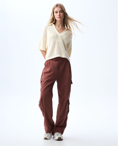 Polo tejida de fit amplio para mujer