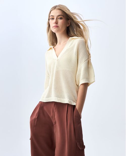 Polo tejida de fit amplio para mujer