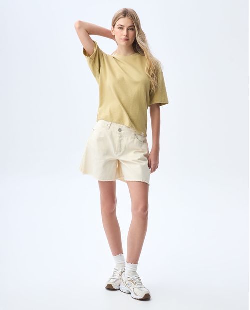 Camiseta manga corta con abertura en espalda para mujer
