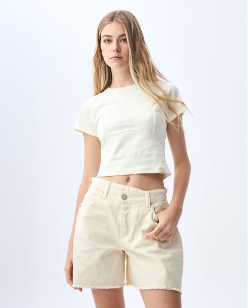 Camiseta crop con cortes para mujer
