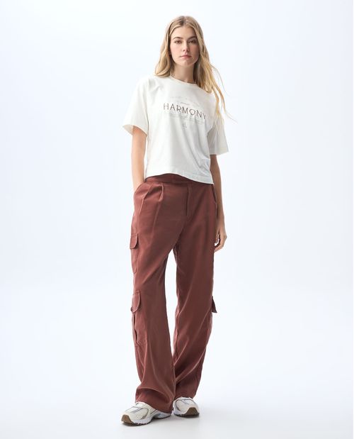 Camiseta manga corta estampada para mujer