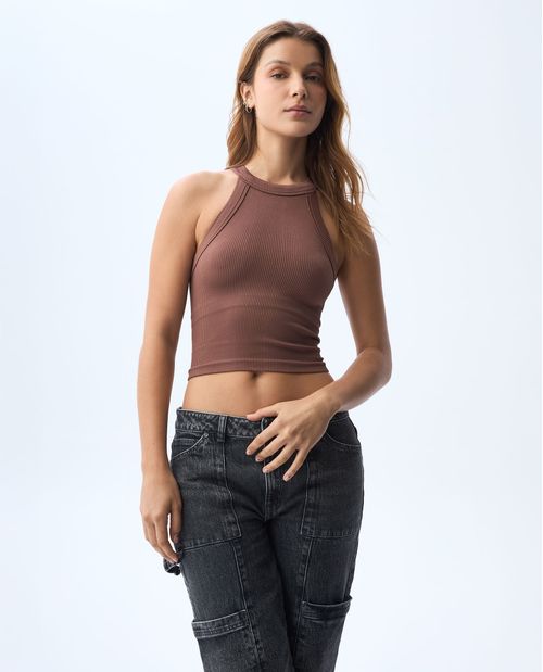 Camiseta manga sisa cuello redondo para mujer