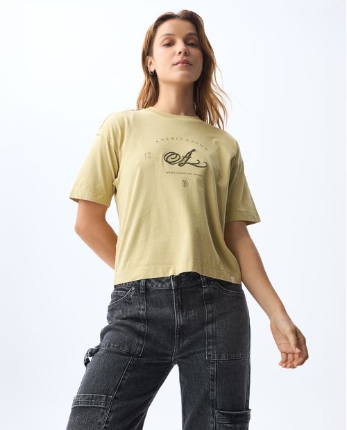 Camiseta manga corta estampada para mujer
