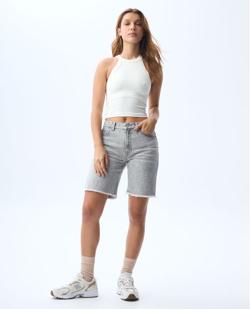 Camiseta manga sisa cuello redondo para mujer