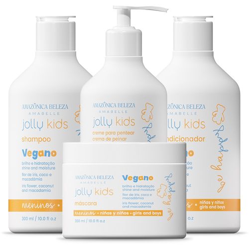 Kit Vegano Jolly Kids: Shampoo, Acondicinador, Mascarilla y Crema de Peinar/ 300 ML