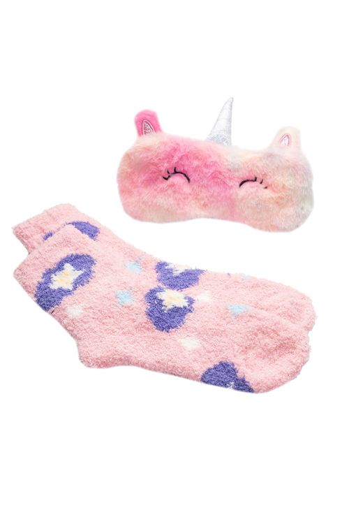 Set medias + antifaz con diseño de unicornio colores surtidos