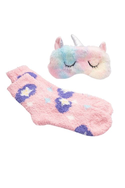 Set medias + antifaz con diseño de unicornio colores surtidos