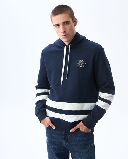 Buzo en bloques de color con capucha para hombre