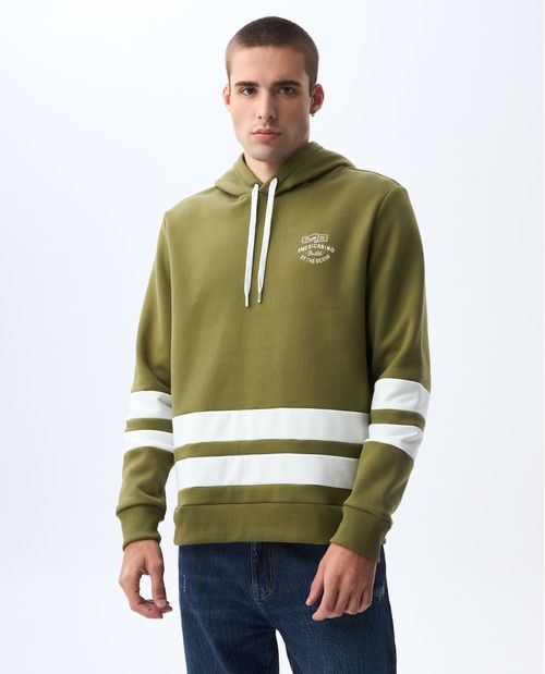 Buzo en bloques de color con capucha para hombre