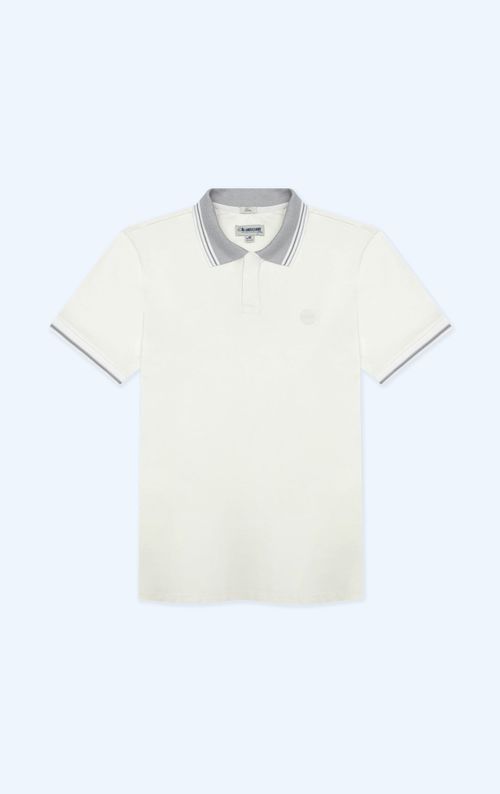 Polo con cuello y puños tejidos para hombre