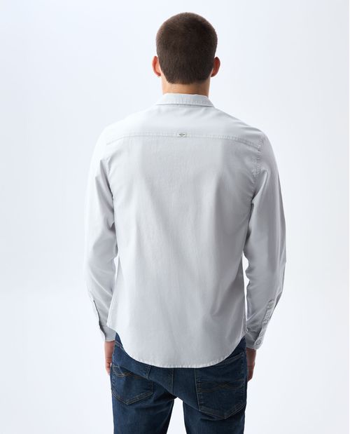 Camisa manga larga de tela con efecto para hombre