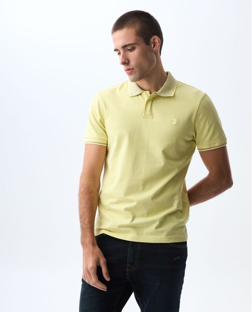 Polo con cuello y puños tejidos para hombre