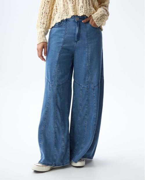 Jean Flare amplio con cortes para mujer