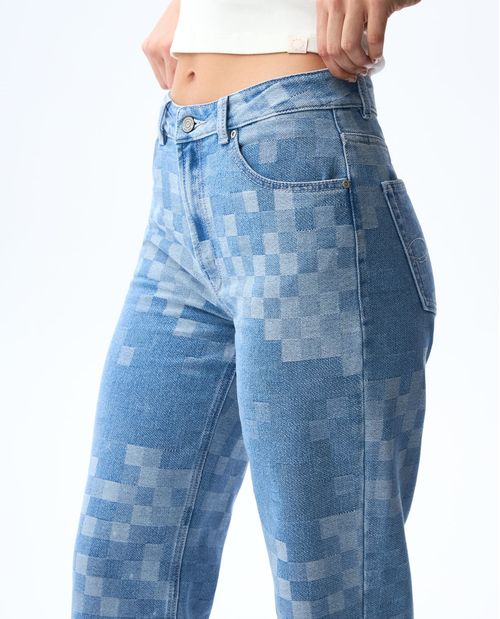 Jean Straight efecto pixelado para mujer