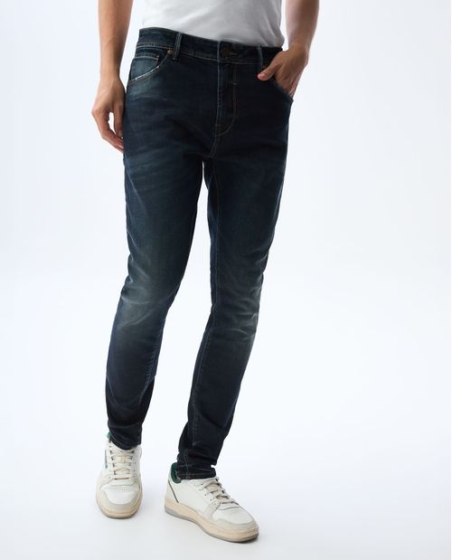 Jean Tapered tono oscuro con desgaste para hombre
