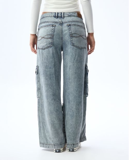 Jean Cargo con multibolsillos para mujer