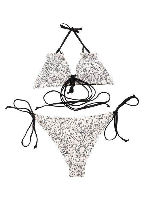 Vestido de baño tipo bikini copa triangular en microfibra