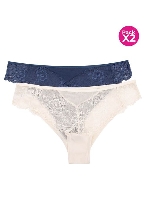 Panty tipo hipster en encaje paquete x2
