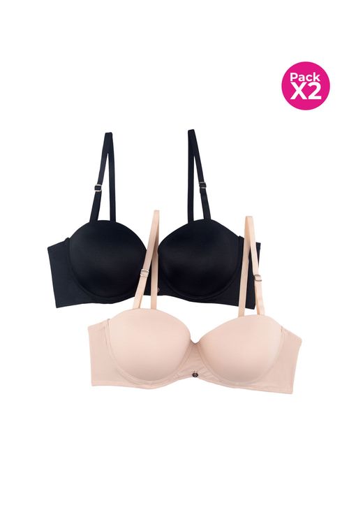 Paquete x2 brasier strapless en microfibra