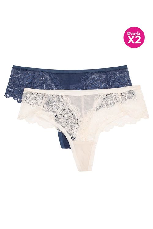 Panty tipo brasilera en encaje paquete x2