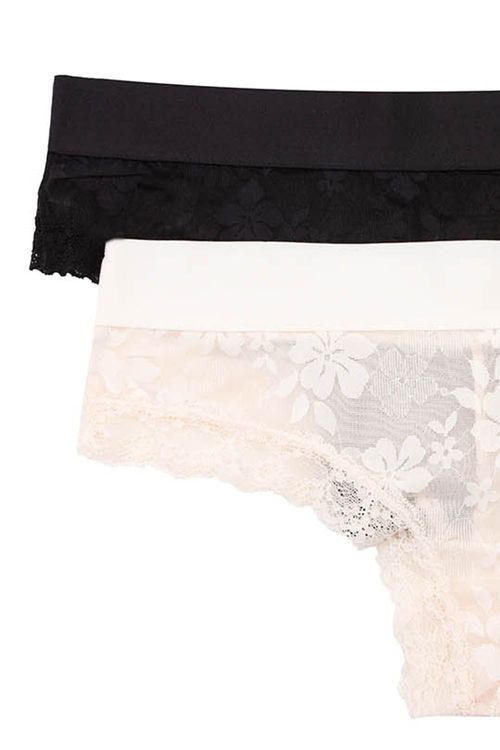 Panty tipo hipster en encaje paquete x2