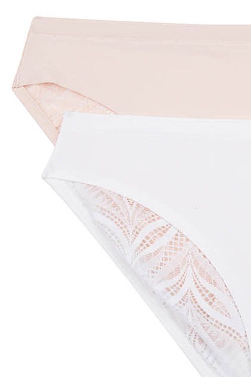 Panty en encaje y microfibra tipo hipster paquete x2