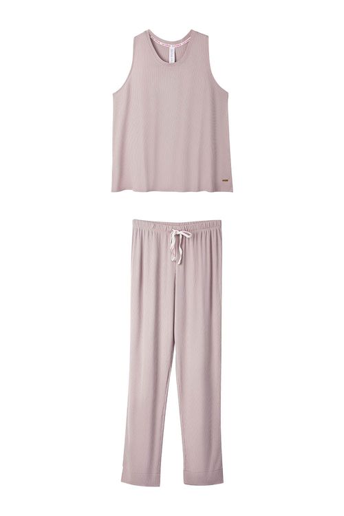 Conjunto pijama cuello redondo de 2 piezas