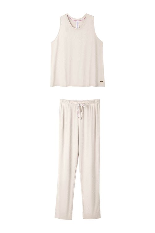 Conjunto pijama cuello redondo de 2 piezas
