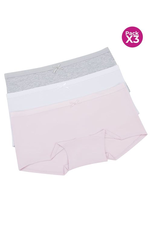 Panty bóxer para adolecentes en algodón paquete x3