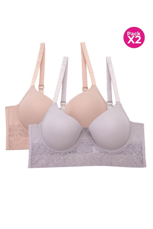 Brasier tipo bustier con encaje paquete x2