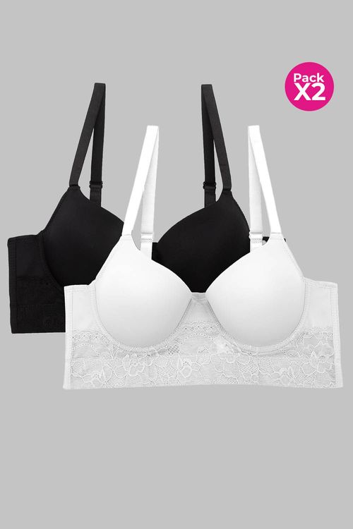 Brasier tipo bustier con encaje paquete x2