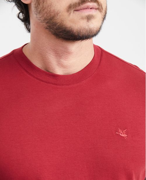 Camiseta Básica Slim Fit Cuello Redondo en Algodón Doble Punto para Hombre