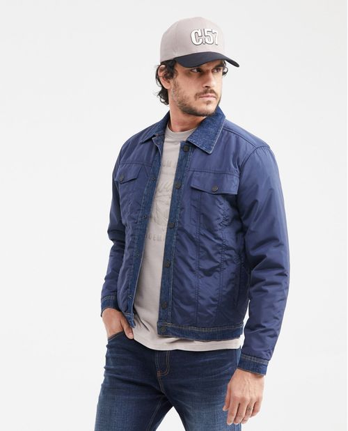 Chaqueta Doble Faz en Denim Azul Ultra Oscuro para Hombre