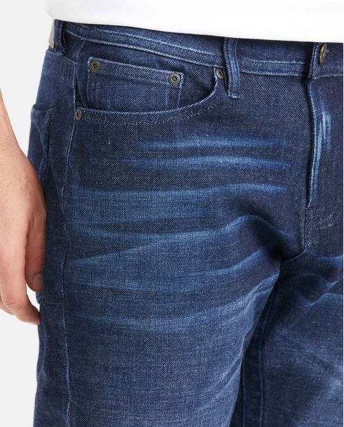 Jean Slim Fit Tiro Medio Bota Slim Azul Ultra Oscuro para Hombre