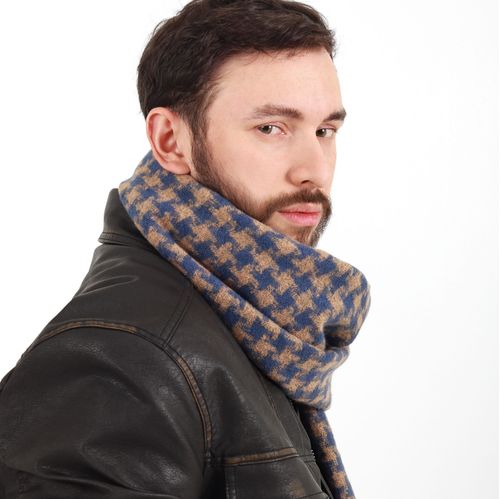 Bufanda Unisex Graficos Azul-Cafe