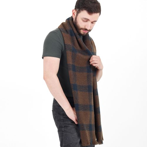 Bufanda Unisex Cuadros Grandes Marron