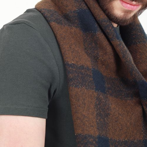 Bufanda Unisex Cuadros Grandes Marron