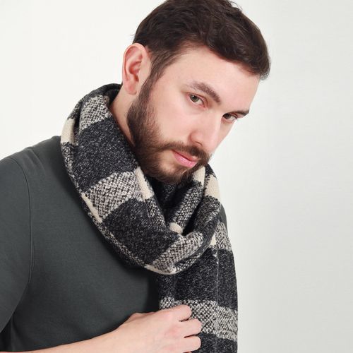 Bufanda Unisex Cuadros Grandes Negro