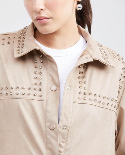 Chaqueta en Tela Tipo Gamuza para Mujer