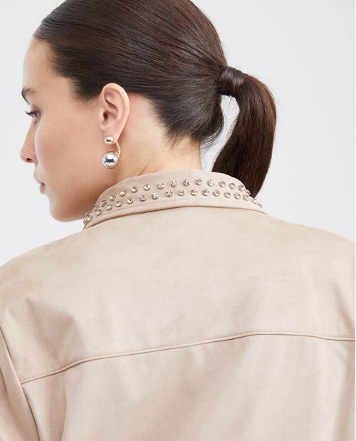 Chaqueta en Tela Tipo Gamuza para Mujer