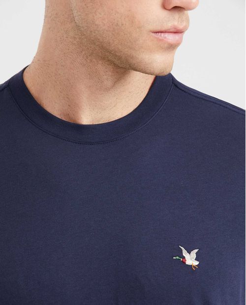 Camiseta Básica Straight Fit Cuello Redondo en Algodón Pima para Hombre