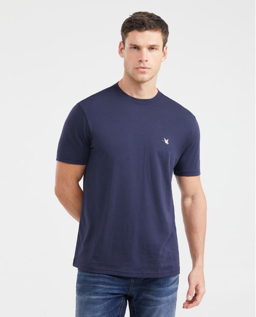 Camiseta Básica Straight Fit Cuello Redondo en Algodón Pima para Hombre