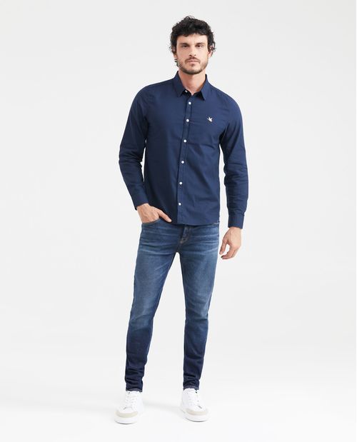 Camisa Slim Fit Manga Larga en Algodón para Hombre