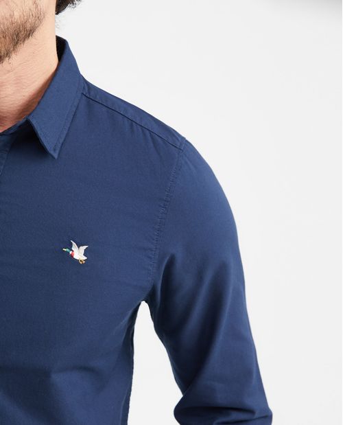 Camisa Slim Fit Manga Larga en Algodón para Hombre