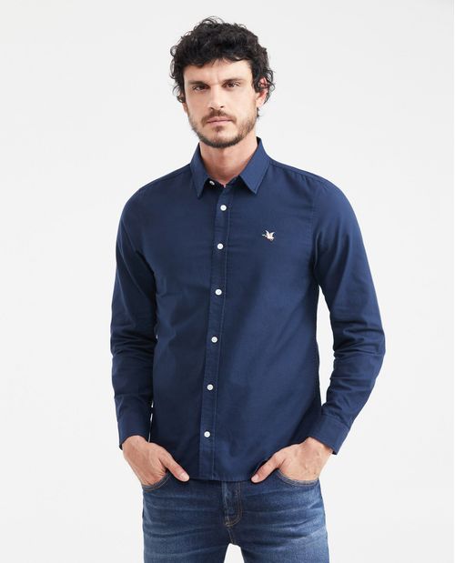 Camisa Slim Fit Manga Larga en Algodón para Hombre