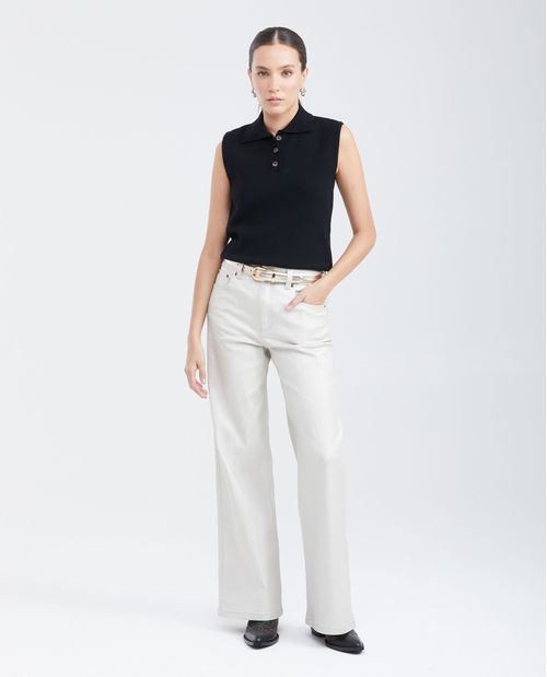 Camiseta Tejida Tipo Polo para Mujer